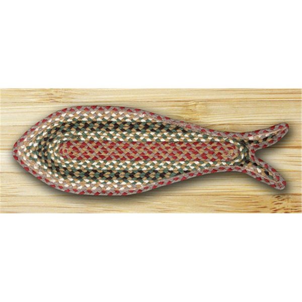 Earth Rugs Fish Shaped Rug- Olive- Burgundy and Gray 63-024F